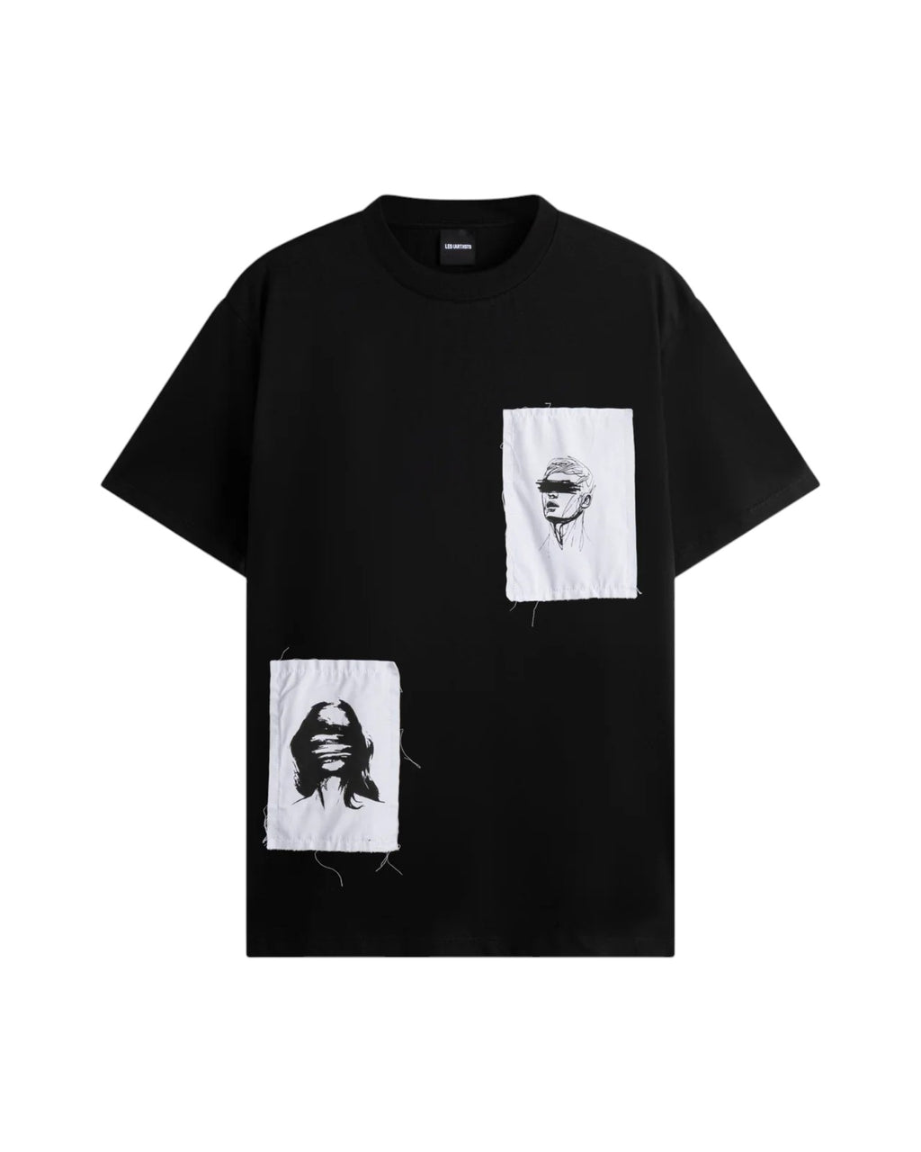 T-Shirt Patch Faces Embroidery Black