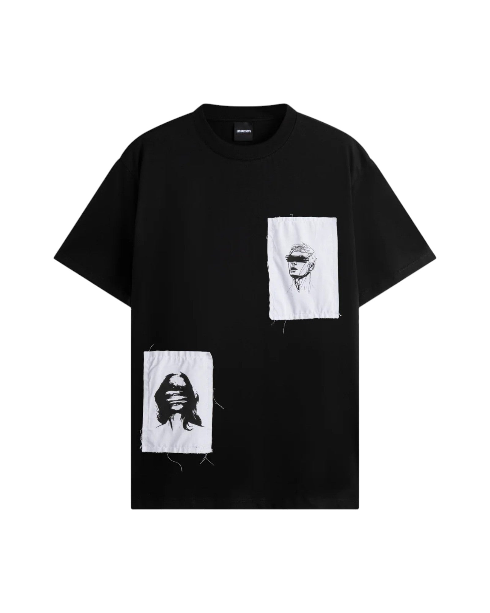 T-Shirt Patch Faces Embroidery Black