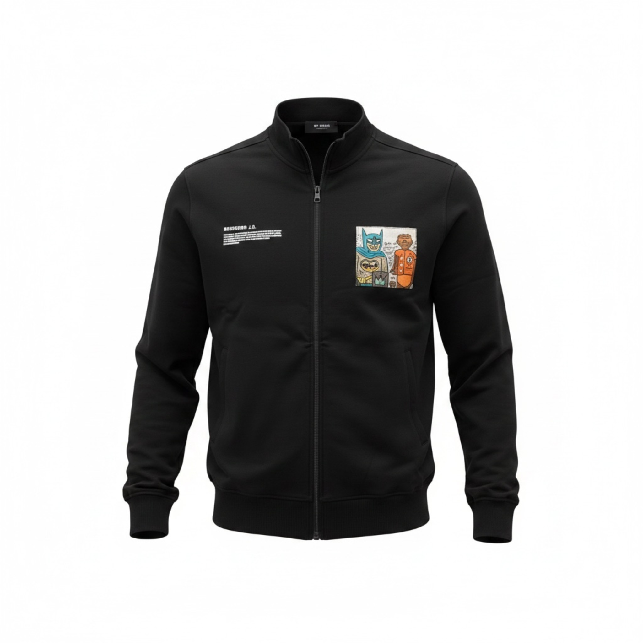 Felpa NERA con zip e collo alto BATMAN